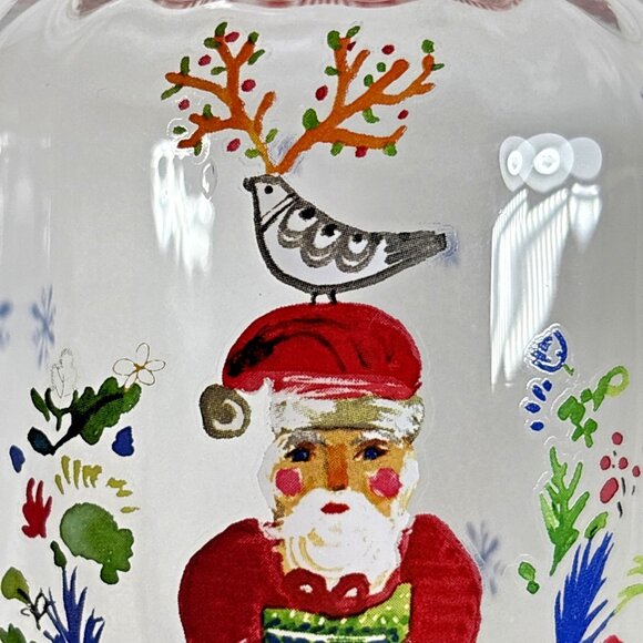 Jennifer Orkin Lewis Anthropologie Pitcher Carafe Christmas Clear Glass Painted - Picture 5 of 11